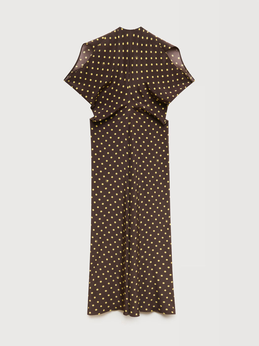 Brown cr&ecirc;pe de chine dress with Polka Rhythm print, Image 1