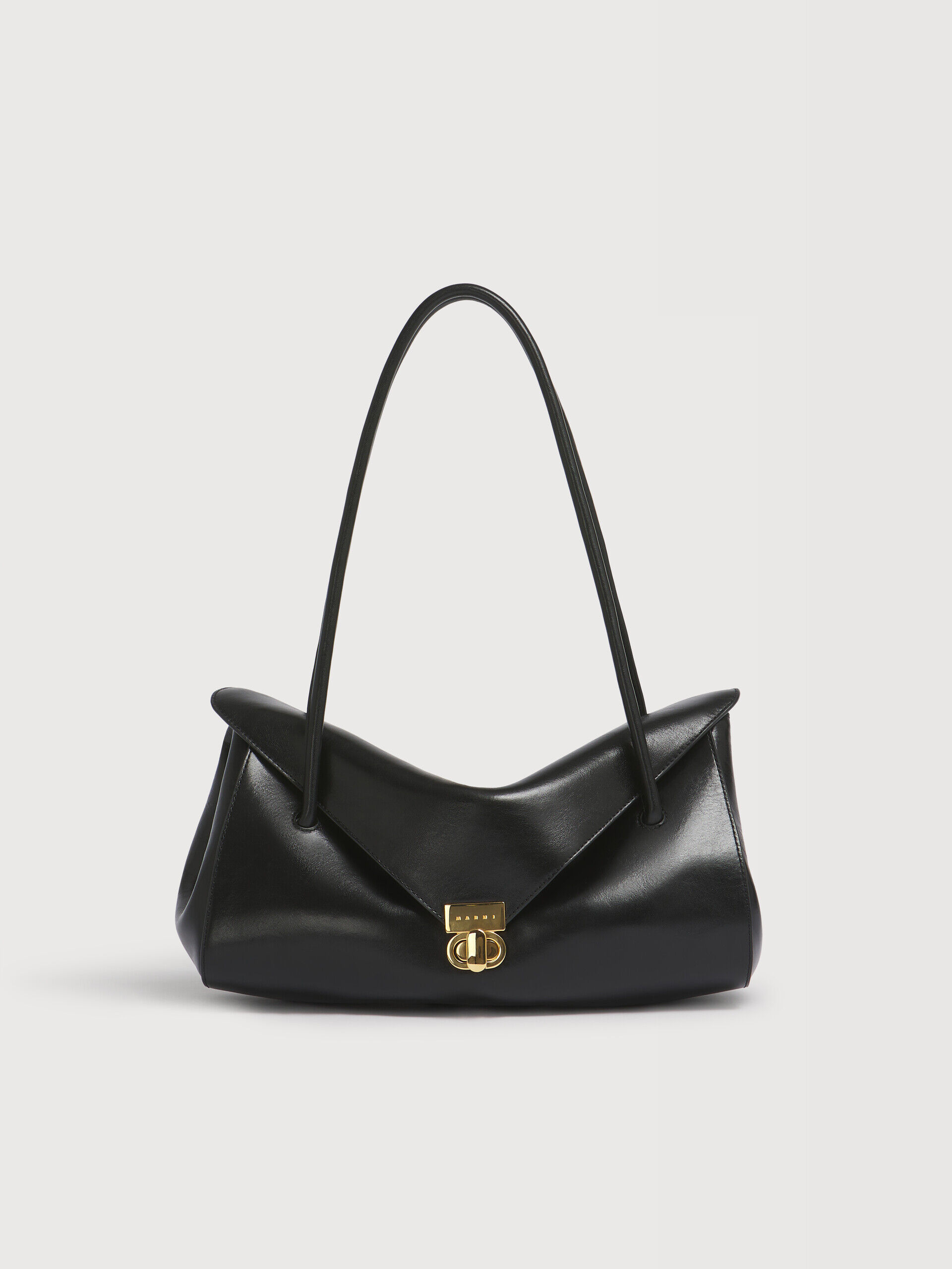 ブラック レザー E/W ショルダーバッグ | Marni