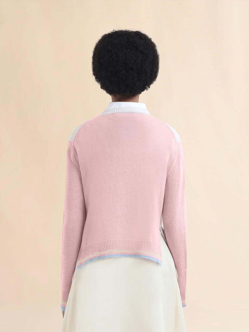 White wool jumper with jacquard snake - Pullovers - Image 3