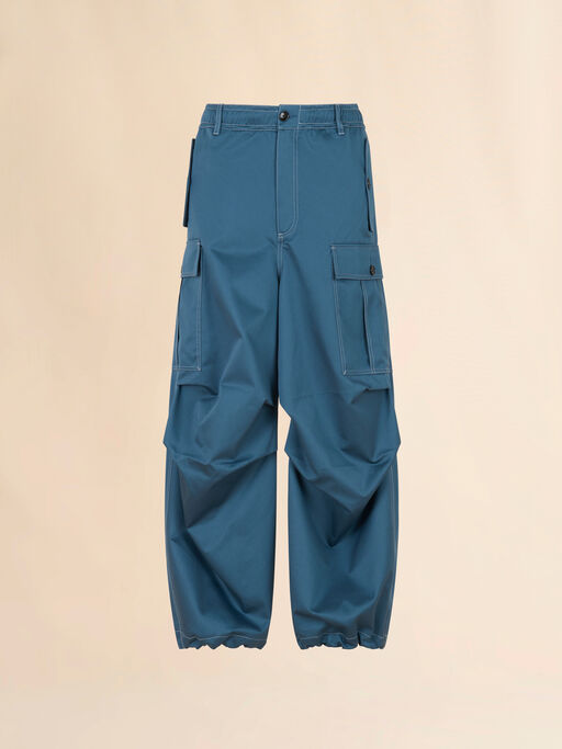 Turquoise water-repellent gabardine workwear trousers - Pants