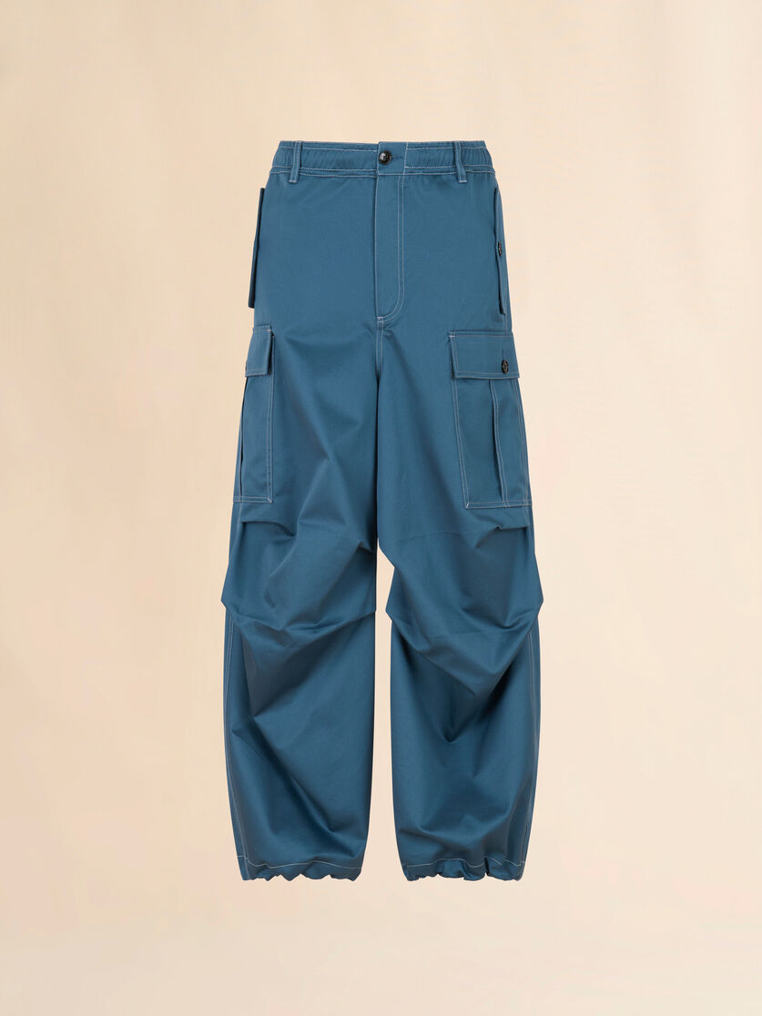 Turquoise water-repellent gabardine workwear trousers, Image 1