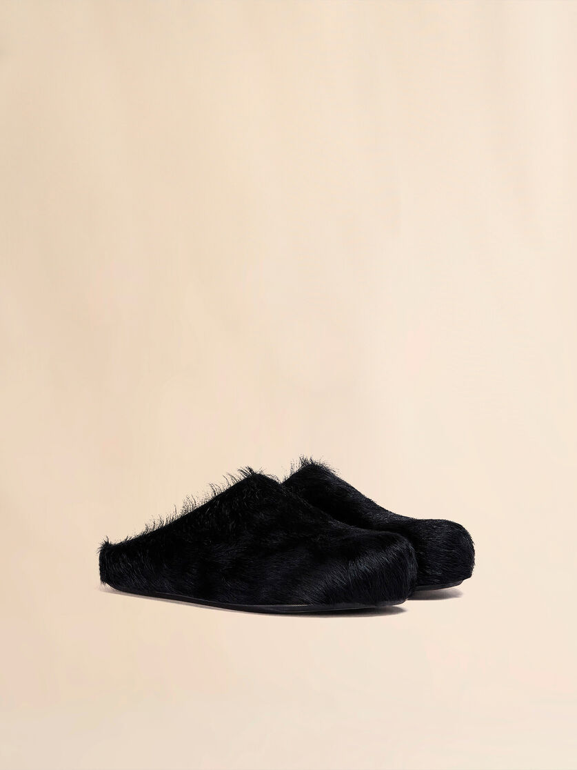 Blue long hair calfskin Fussbett sabot - Clogs - Image 2