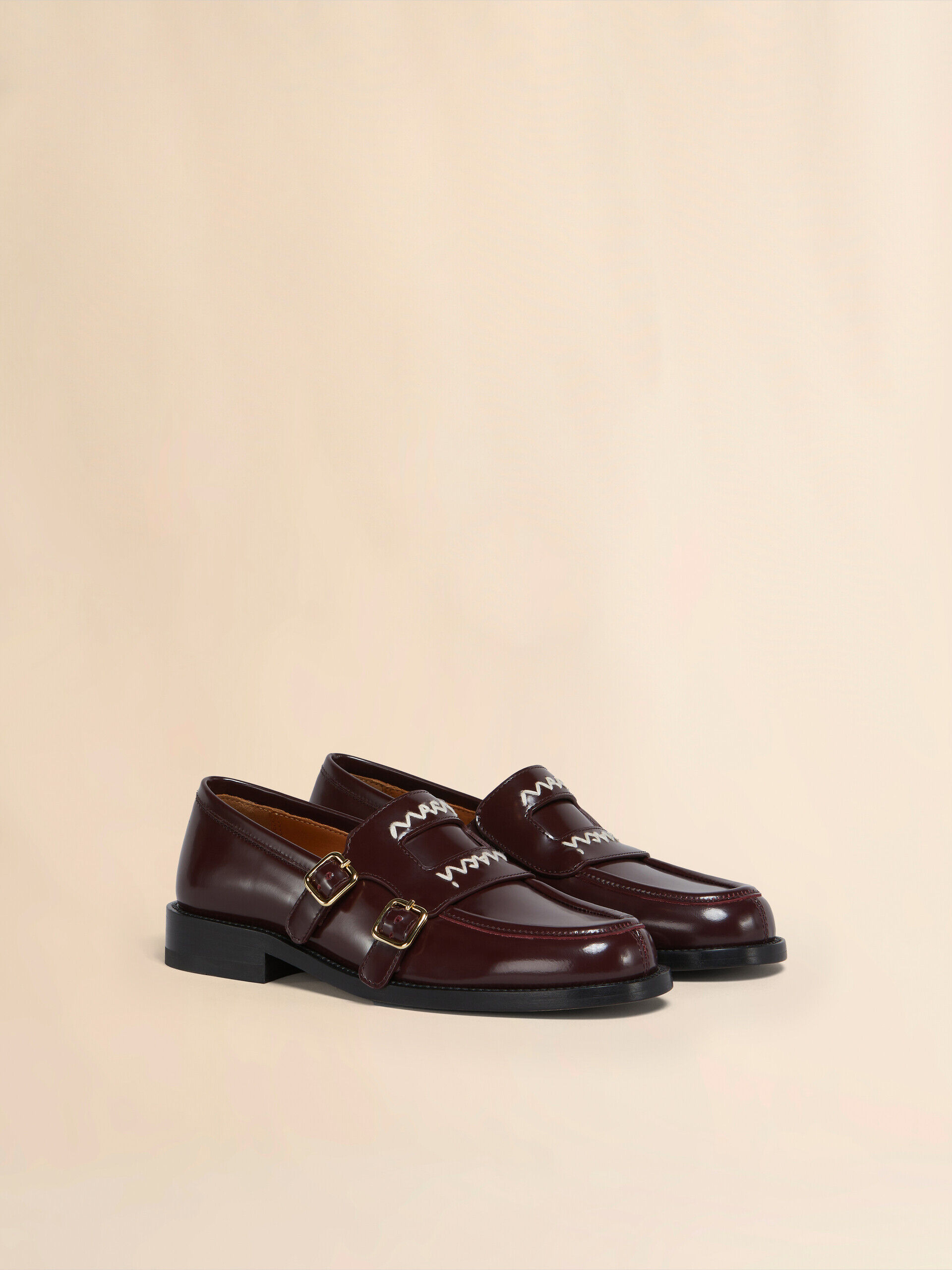 MARNI ローファー Blue leather slip-on loafer with Marni Symbol | Marni