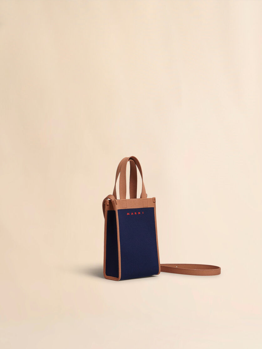 Sac porté épaule en jacquard bleu et marron - Sacs portés épaule - Image 5
