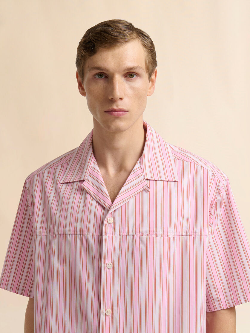 Pink striped poplin shirt with drawstring hem, Image 4