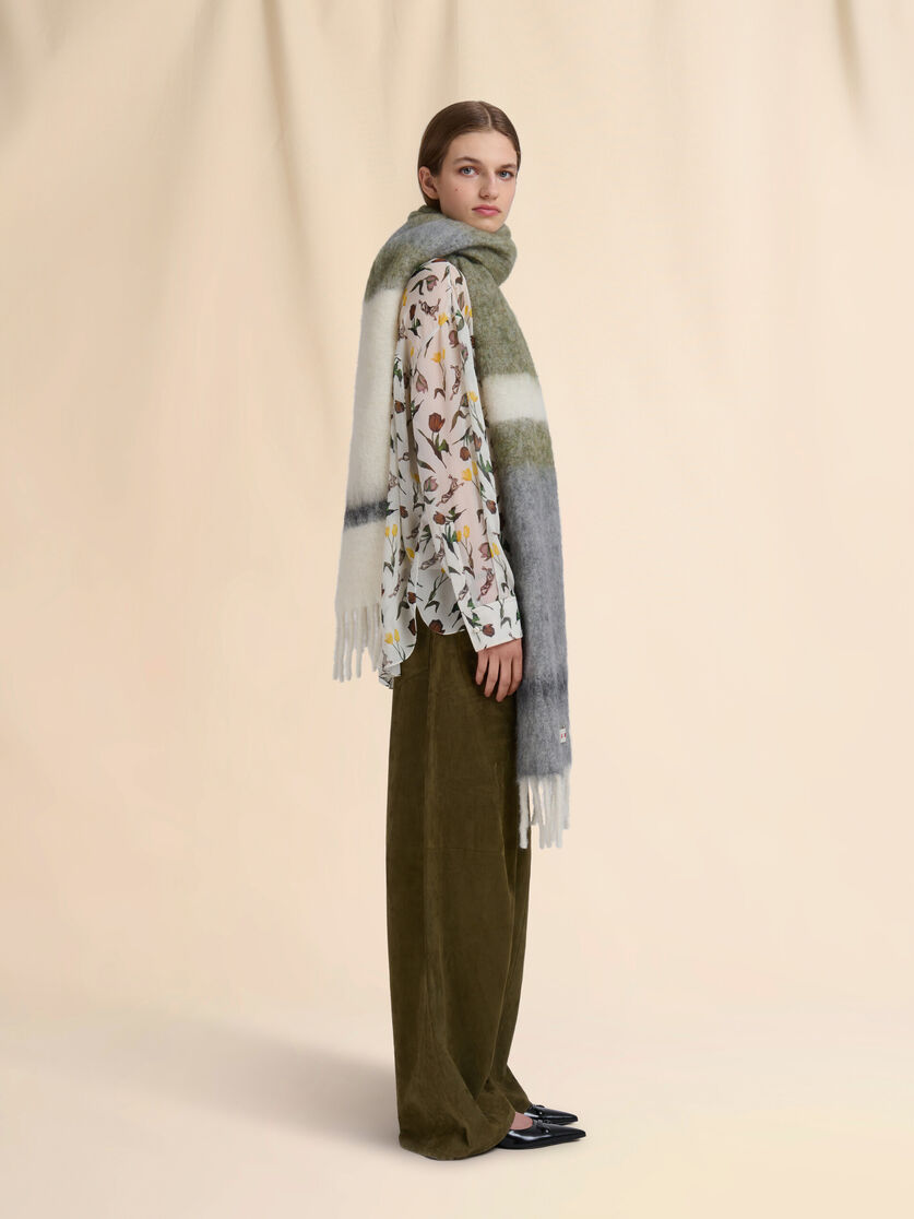 Deep green striped alpaca scarf - Scarves - Image 2