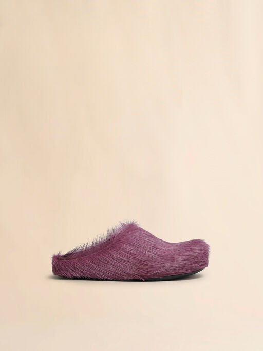 Purple long hair calfskin Fussbett sabot - Clogs