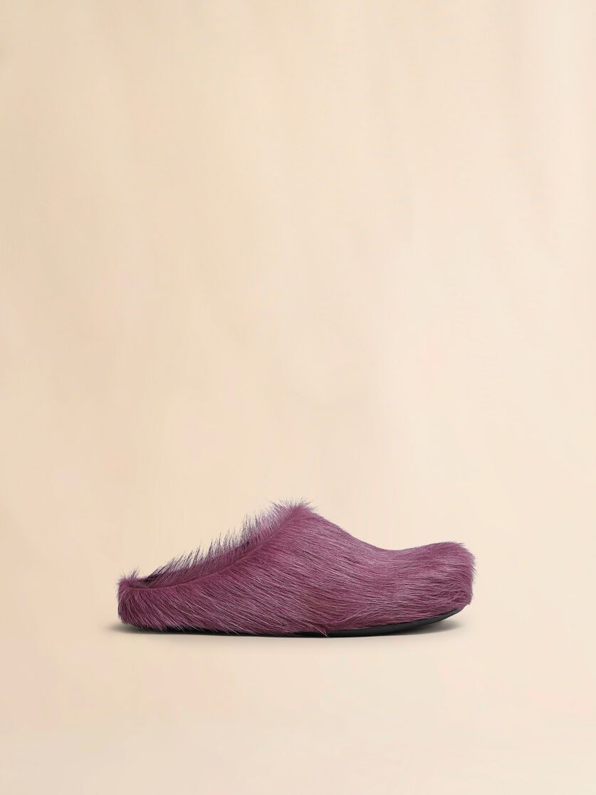 Blue long-hair calfskin Fussbett sabot - Clogs - Image 1