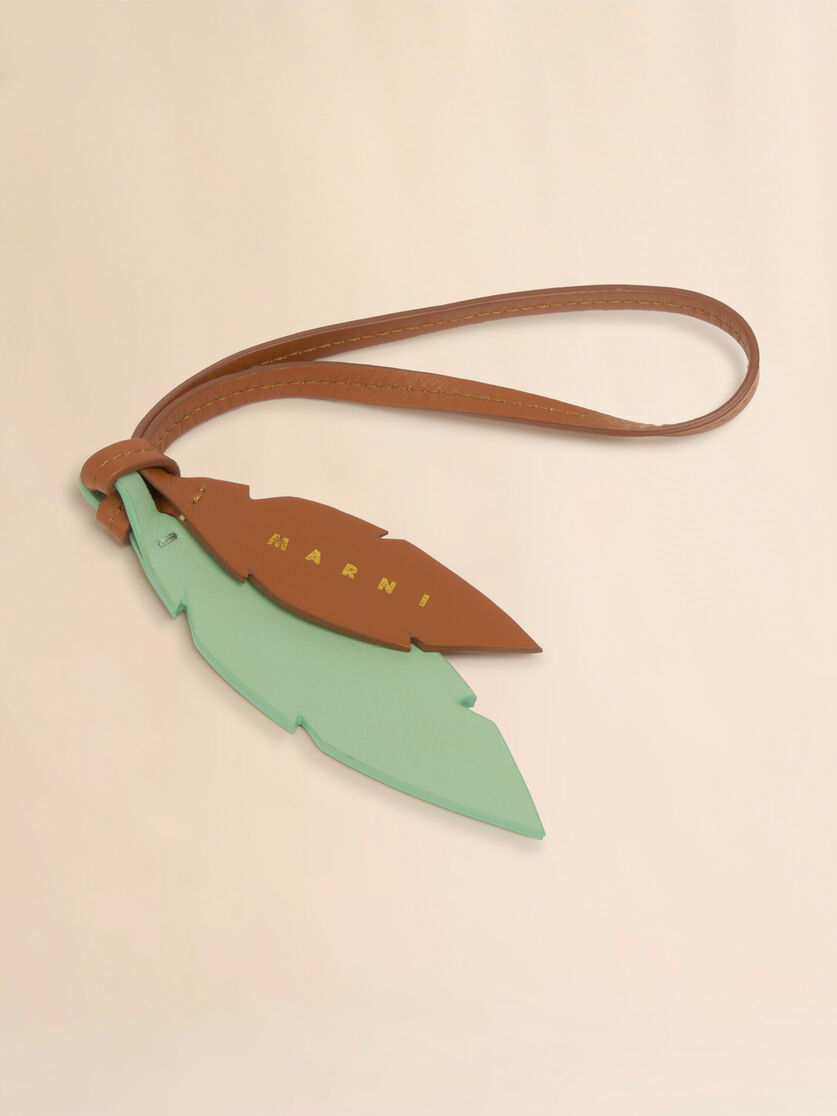 Green and brown printed feather charm - Key Rings - Image 3
