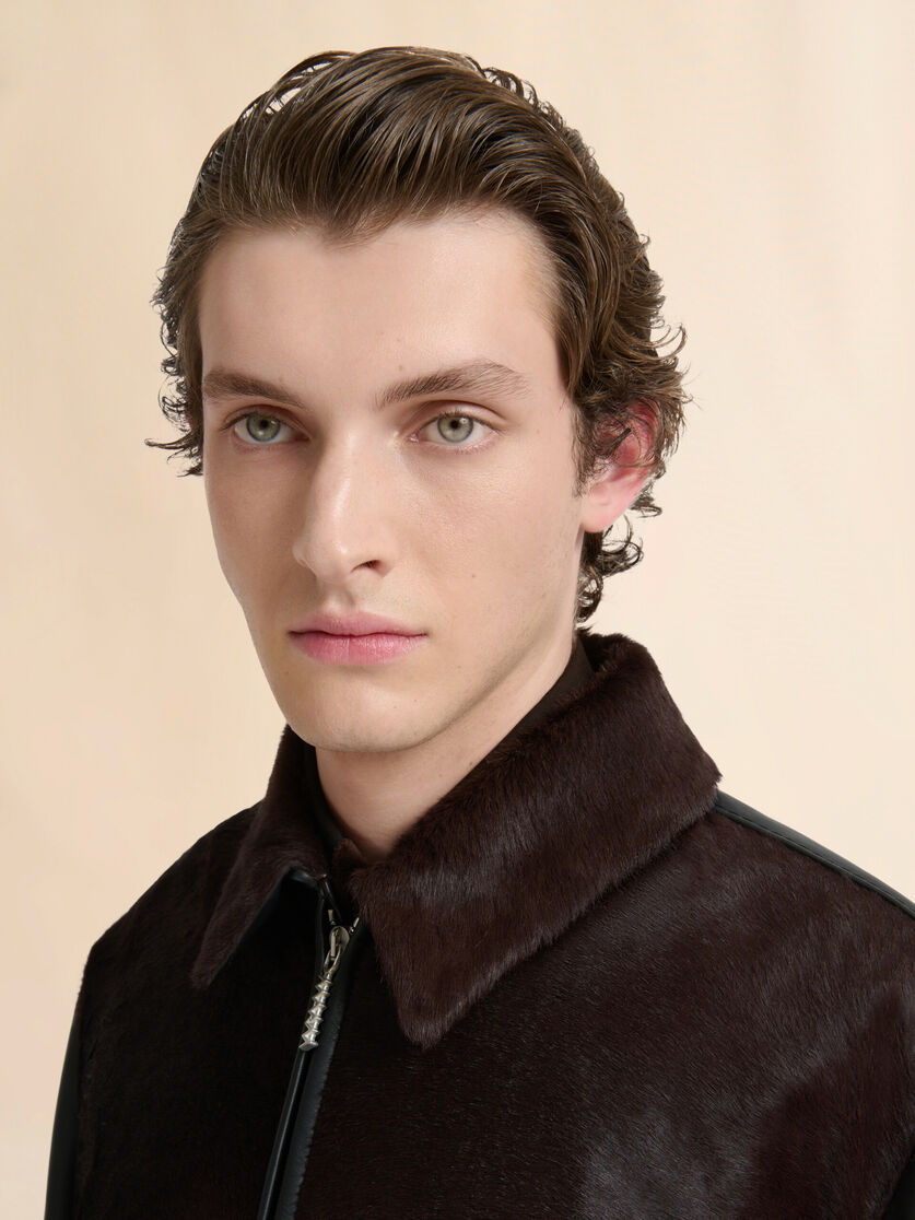 Black leather and pony hair jacket - Jackets - Image 4