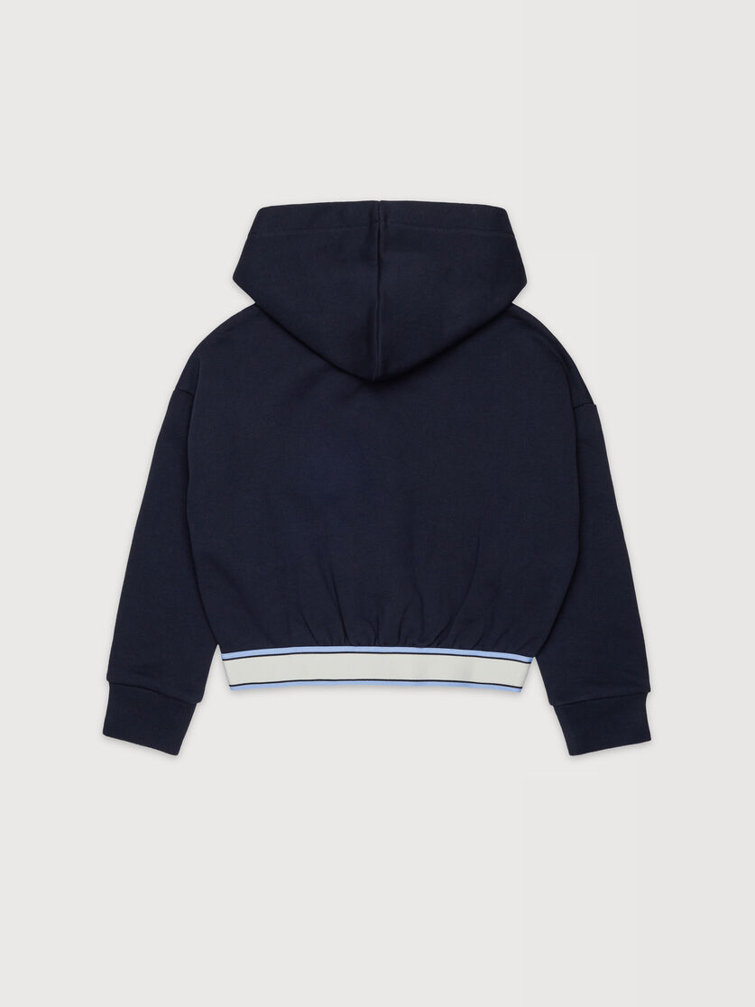 Dark blue cotton hoodie with elasticated logo band, Image 2