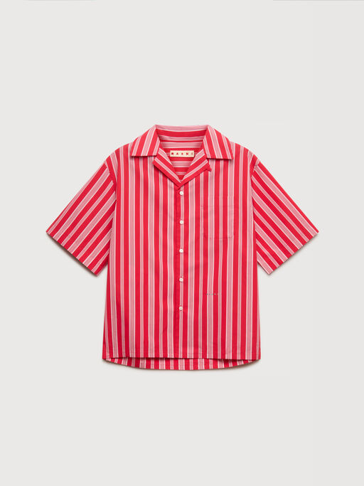 Red striped poplin shirt - Shirts