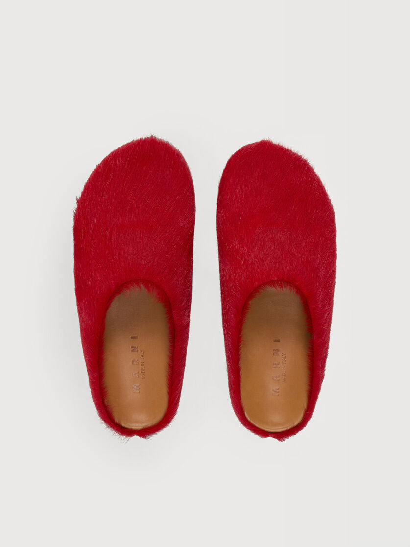 Red long hair calfskin Fussbett sabot, Image 4