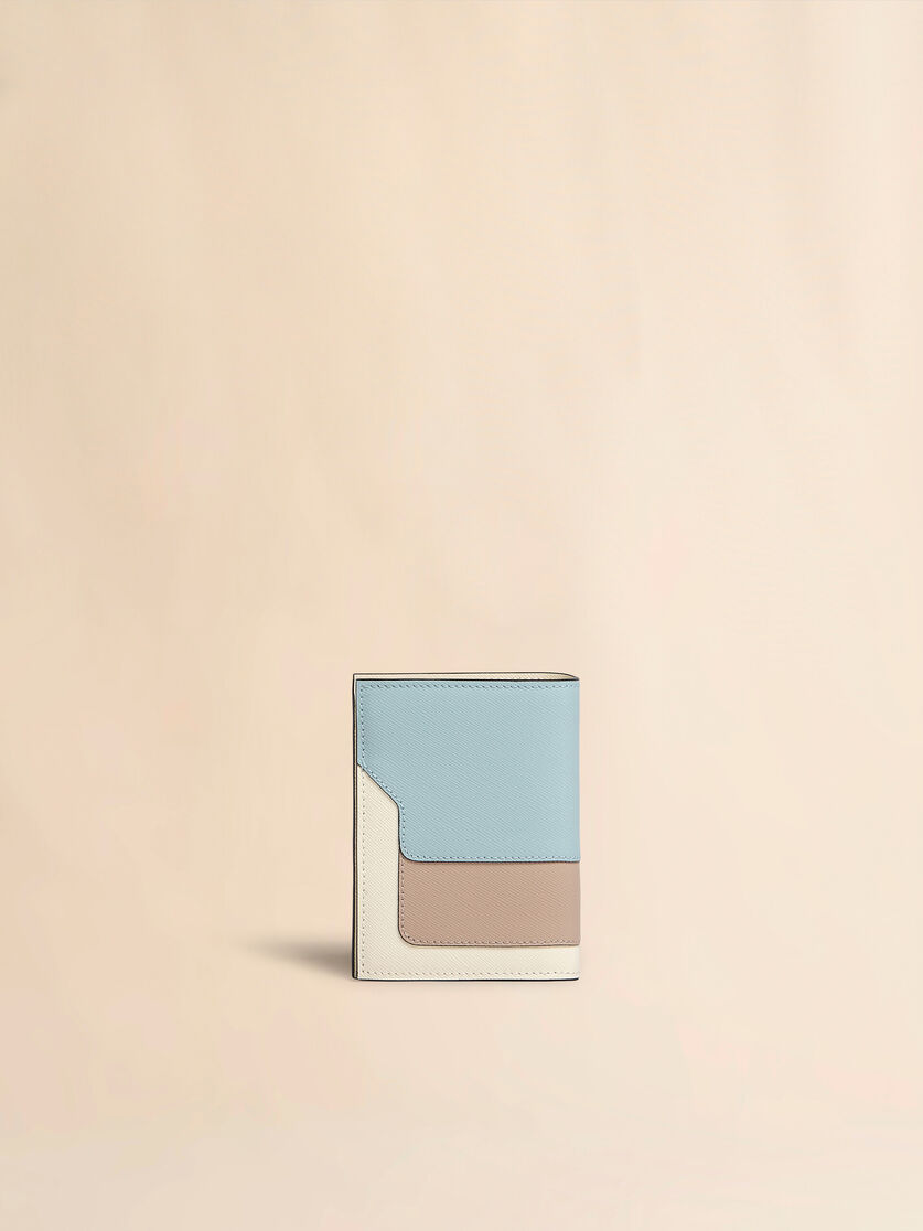 Blue white and brown saffiano leather bi-fold wallet - Wallets - Image 3