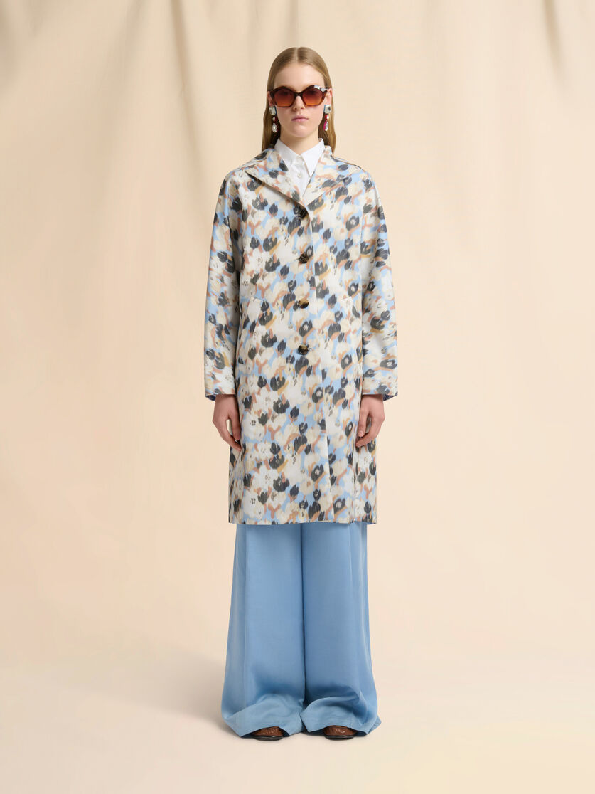 Blue duchesse reversible coat with contrast prints, Image 2