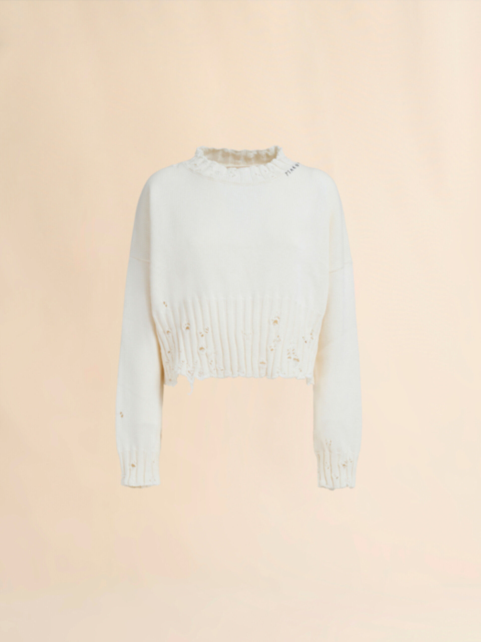 その他 MARNI WHITE COTTON KNITWEAR White dishevelled cotton cropped jumper | Marni