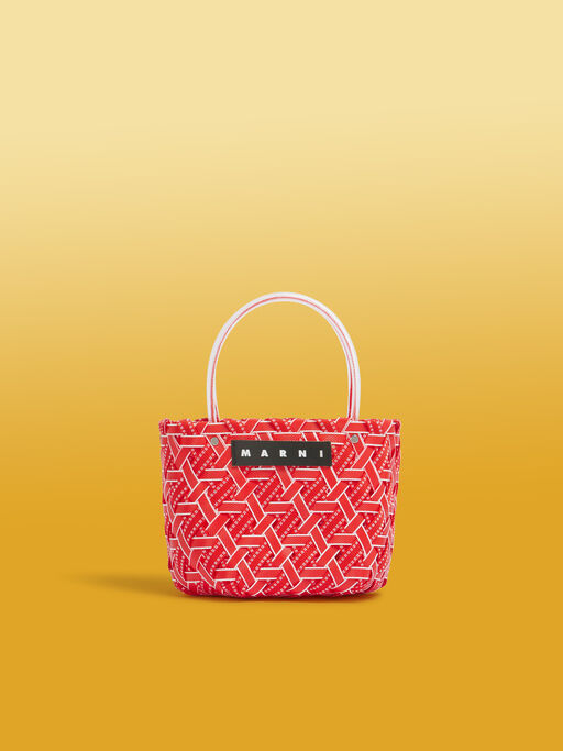 ラズベリー MARNI MARKET RIBBON BASKET - ショッピングバッグ