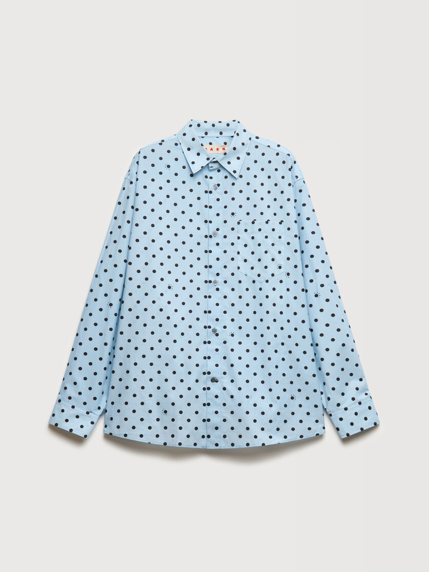 Light blue poplin shirt with Polka Rhythm print, Image 1