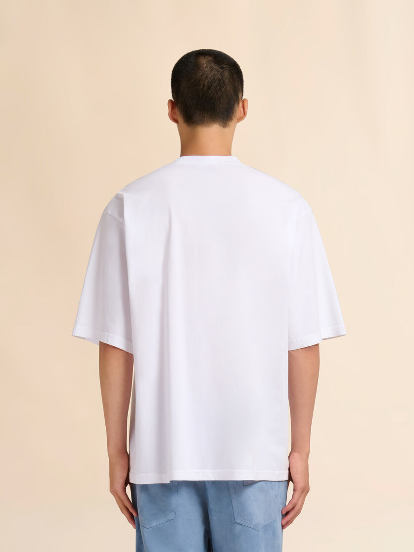 White cotton T-shirt with Marni Beach postcard print, Image 3