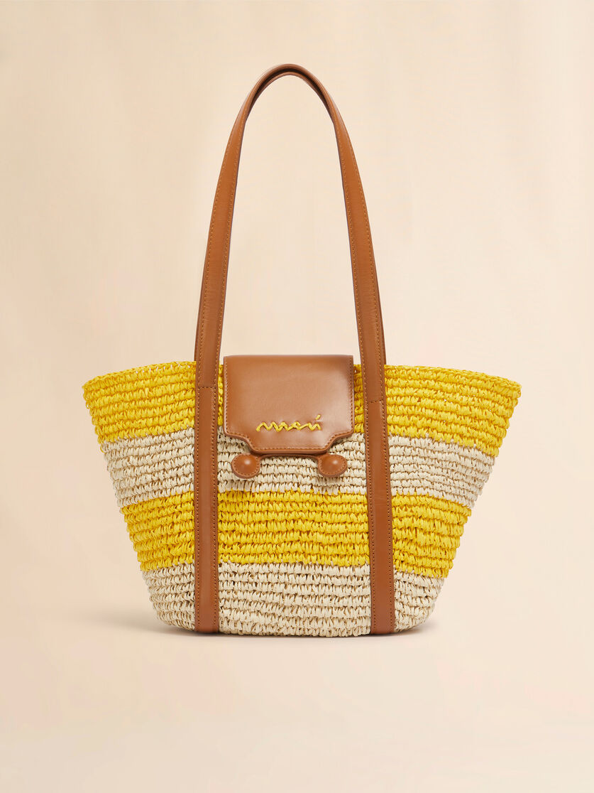Small yellow stripe raffia-effect Trunkaroo beach bag - Shopping Bags - Image 1