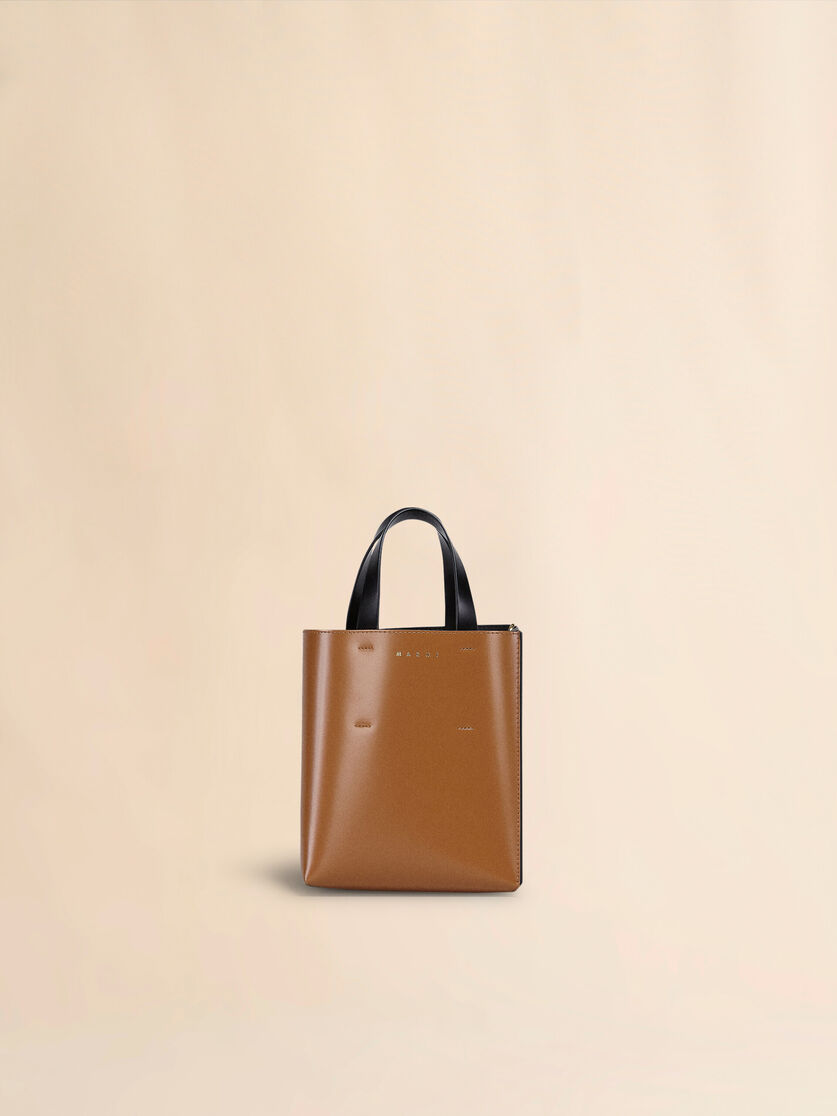 Borsa MUSEO in vitello lucido bicolore con tracolla - Borse shopping - Image 1