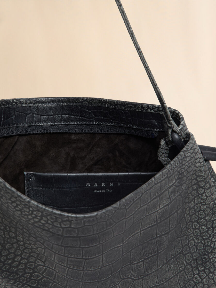 Small black crocodile print Hobo bag - Shoulder Bags - Image 3