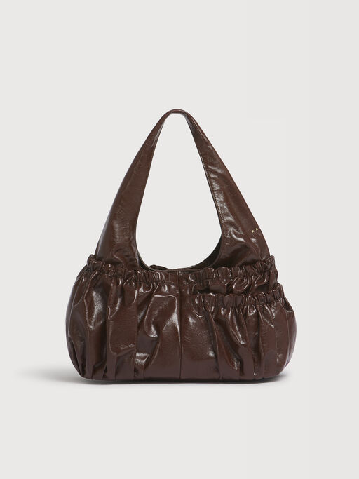 Brown leather gathered hobo bag - Shoulder Bags