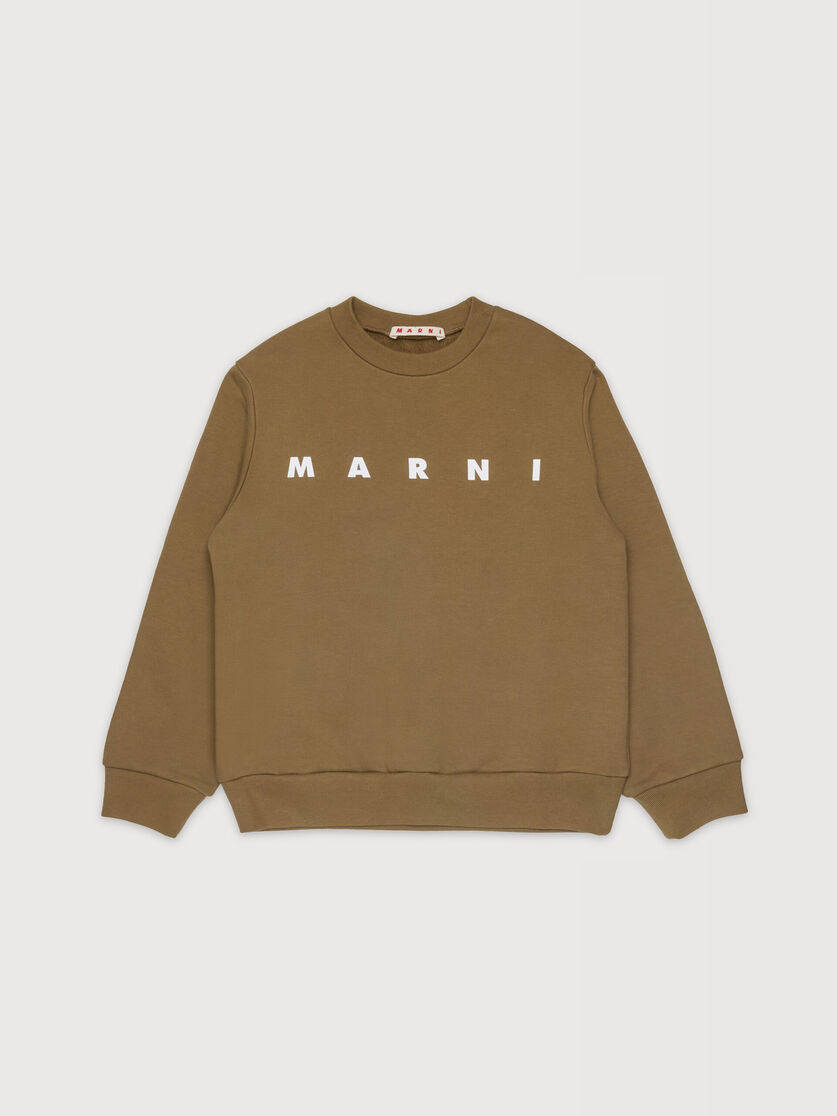 Brown cotton sweatshirt with bold Marni logo, Image 1