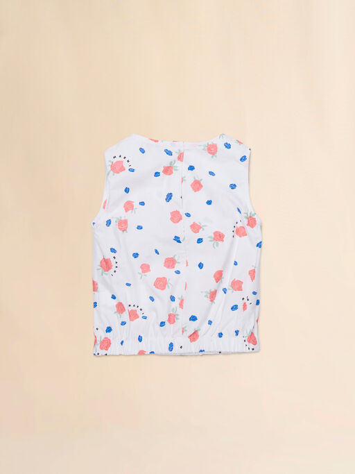 Top in cotone bianco con stampa Tea Time - Camicie