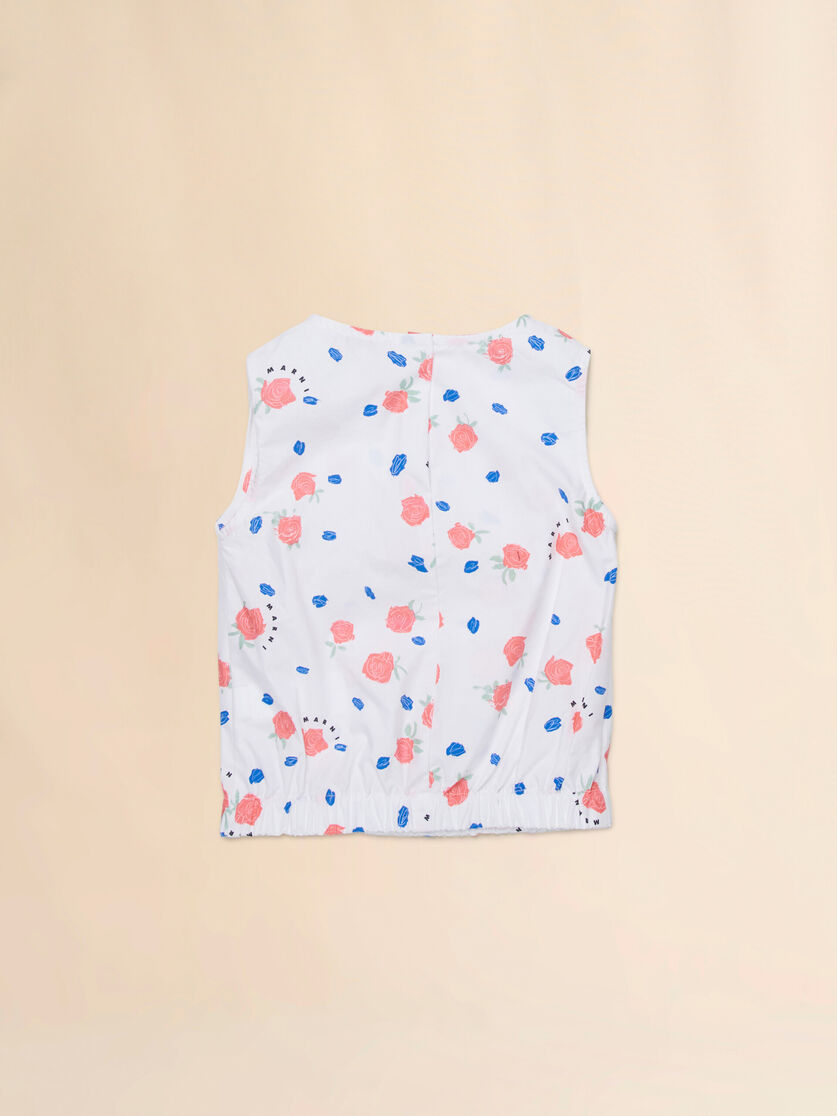 Top in cotone bianco con stampa Tea Time, Image 2