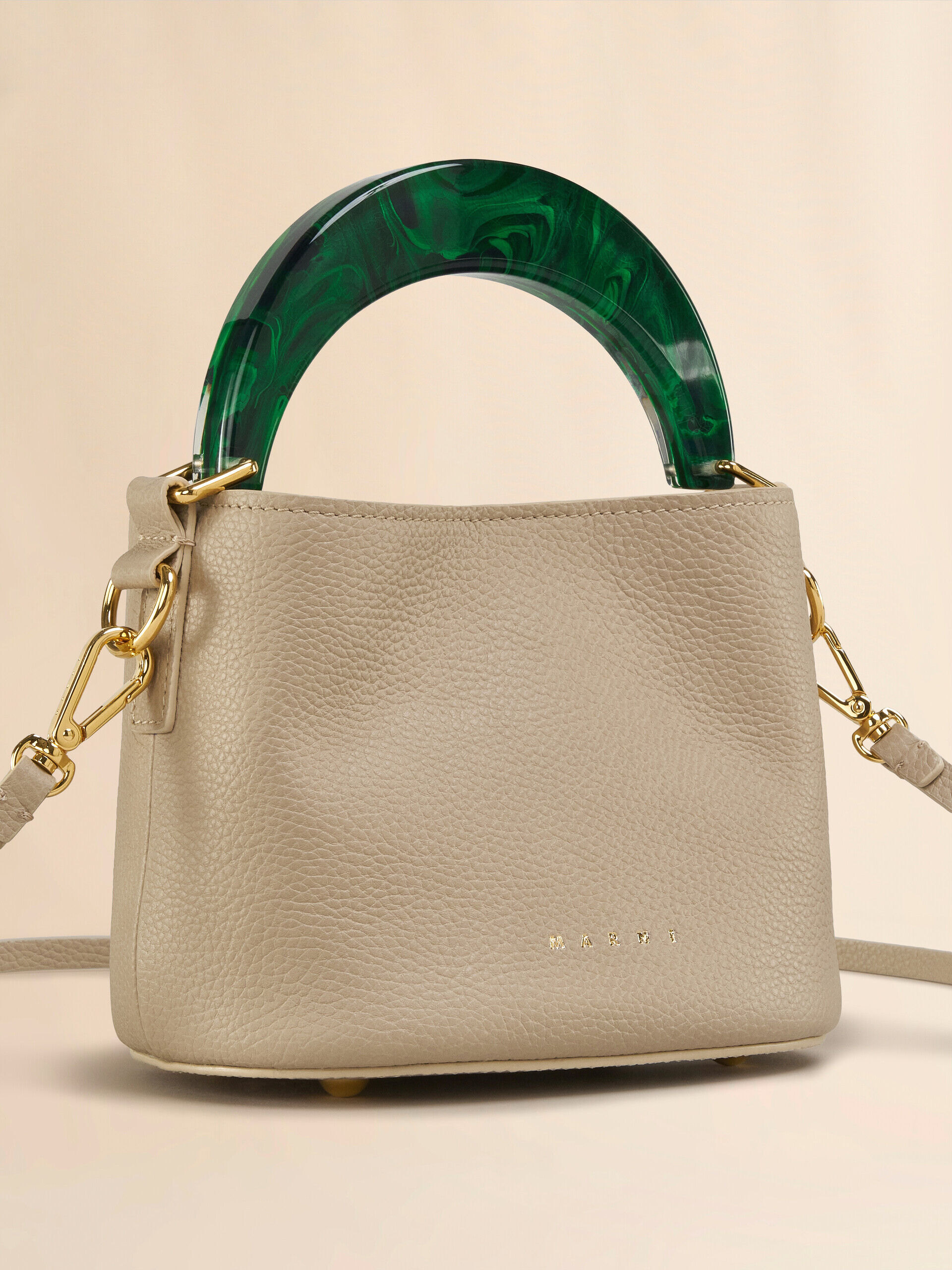 Venice Mini Bucket Bag in light brown leather | Marni