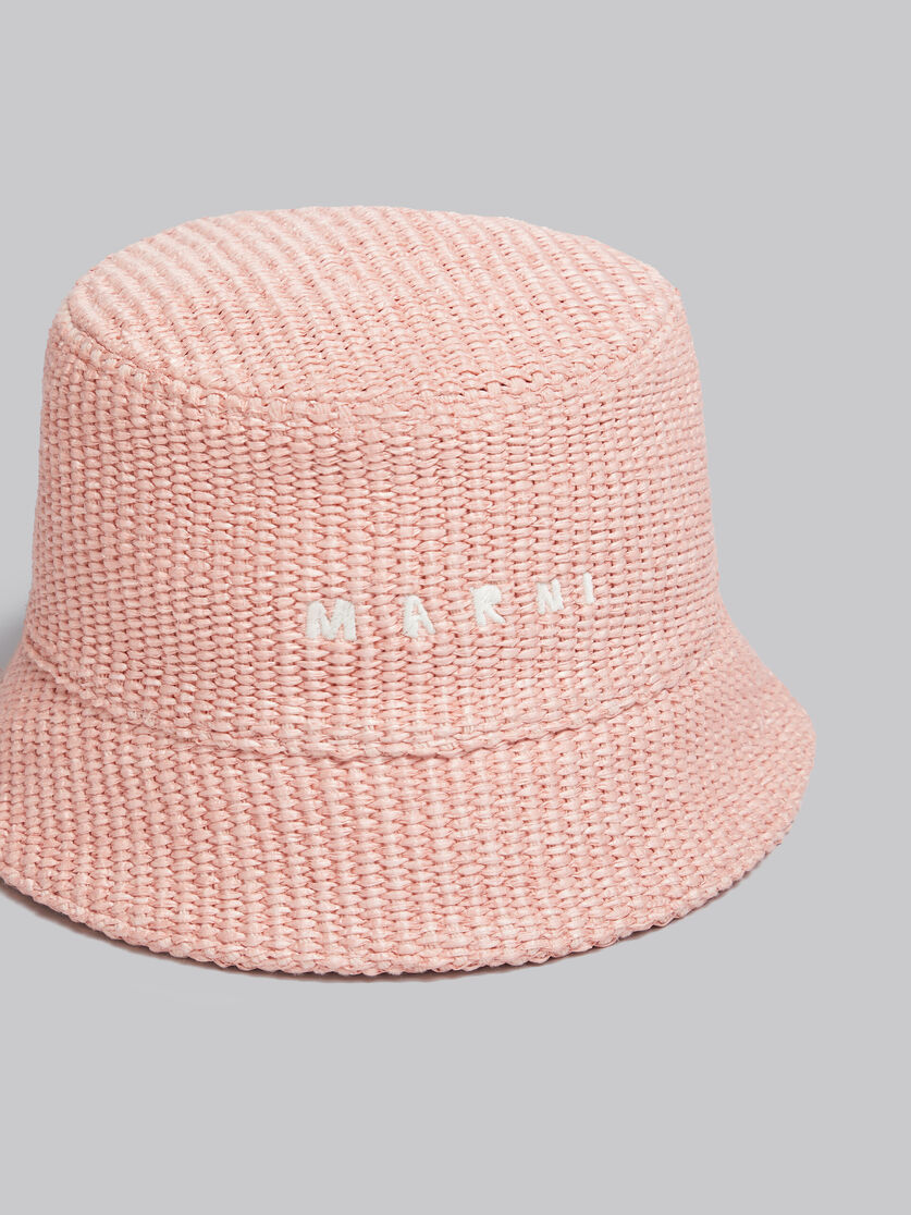 Pink raffia bucket hat with logo embroidery - Hats - Image 4