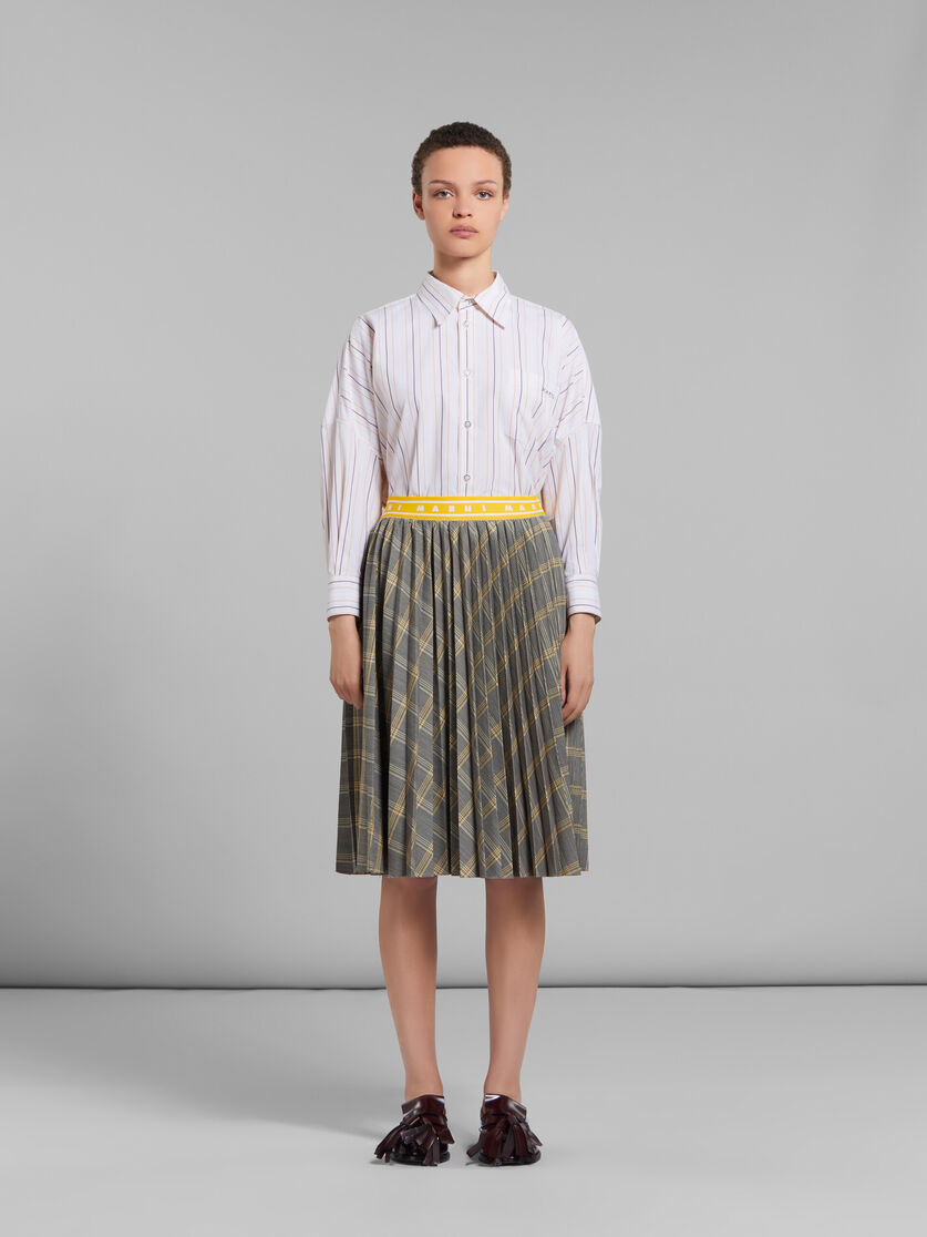 Yellow checked tech wool plissé skirt - Skirts - Image 2