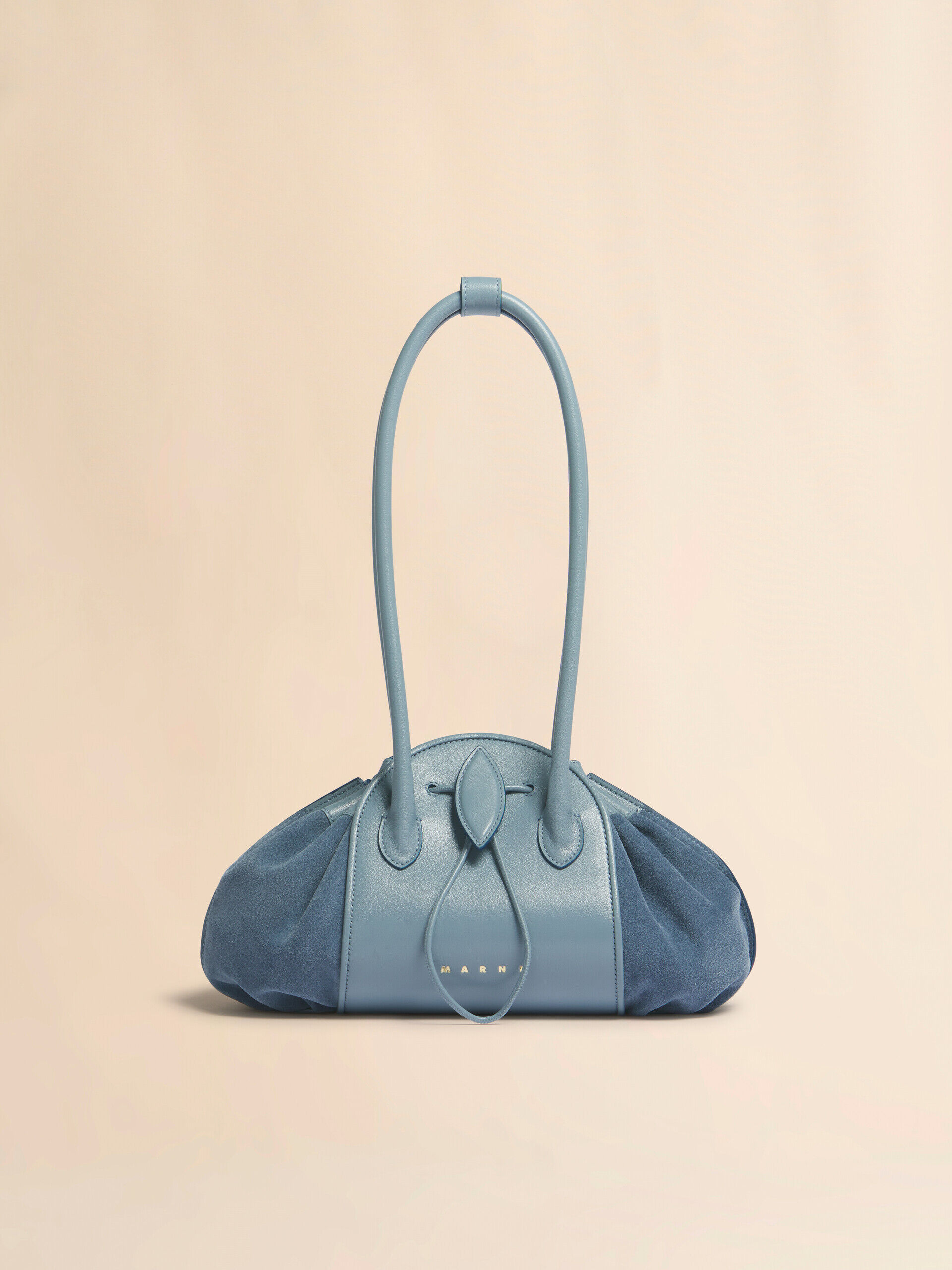 Blue leather and suede Tulipea shoulder bag | Marni