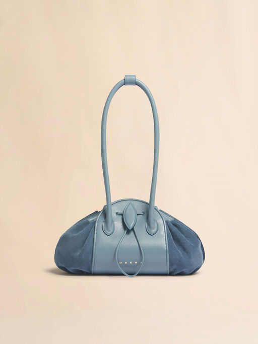 Blue leather and suede Tulipea shoulder bag - Shopping Bags
