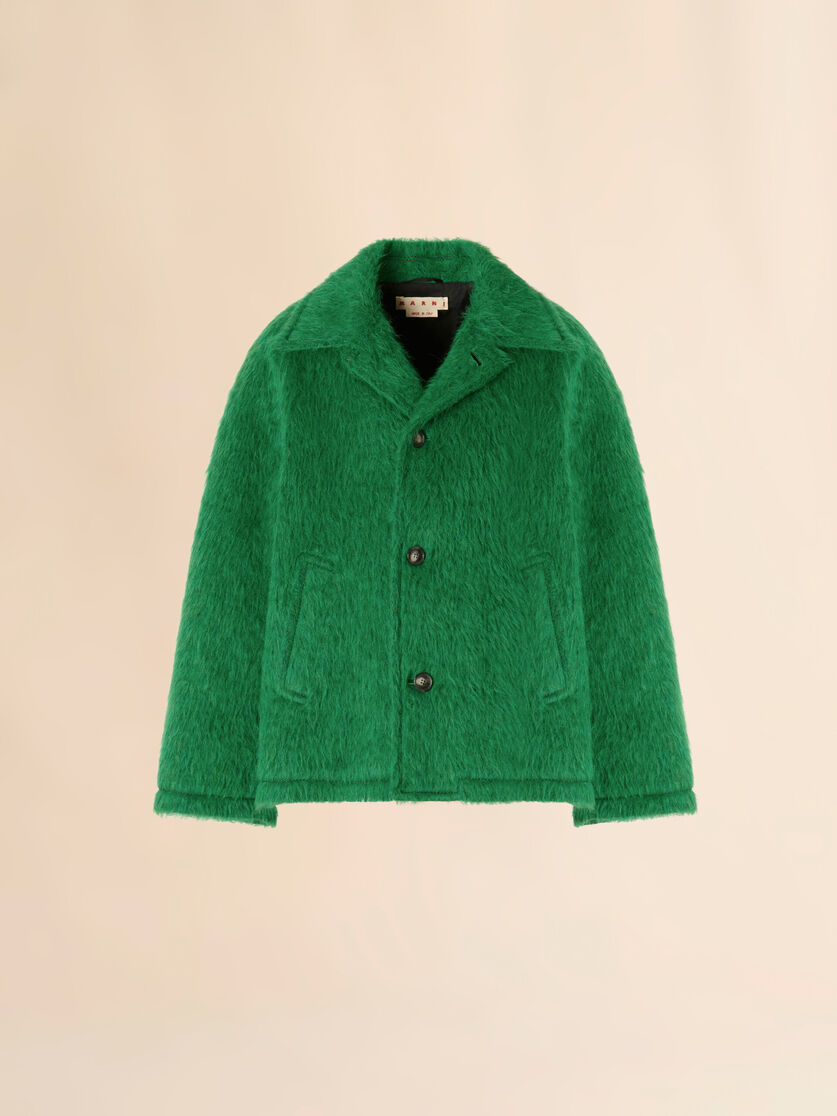 Green wool jacket with shaggy brushed finish, Image 1