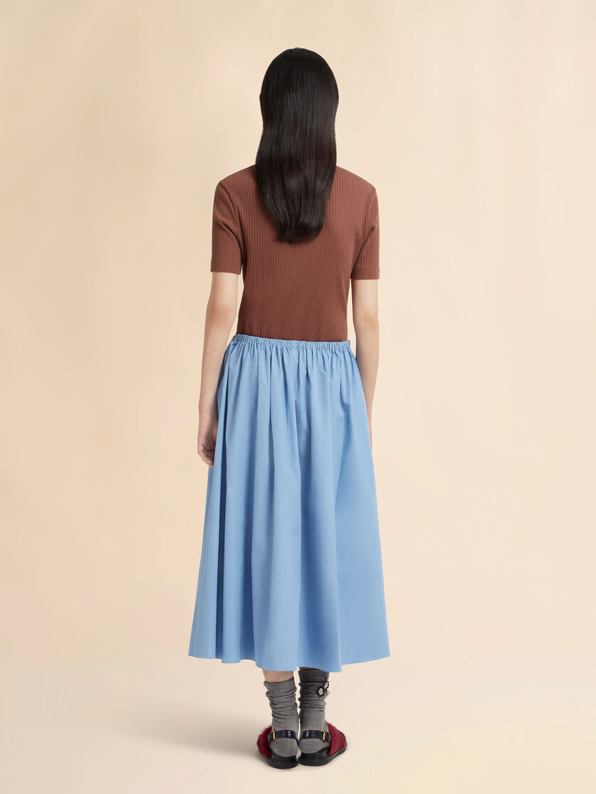 Blue organic poplin drawstring skirt, Image 3