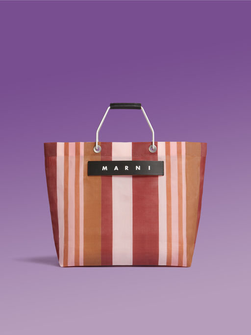 インディアンレッド MARNI MARKET STRIPE BAG - ショッピングバッグ