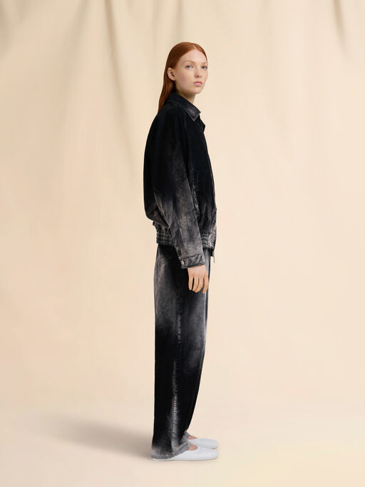 Black flocked denim jeans - Pants