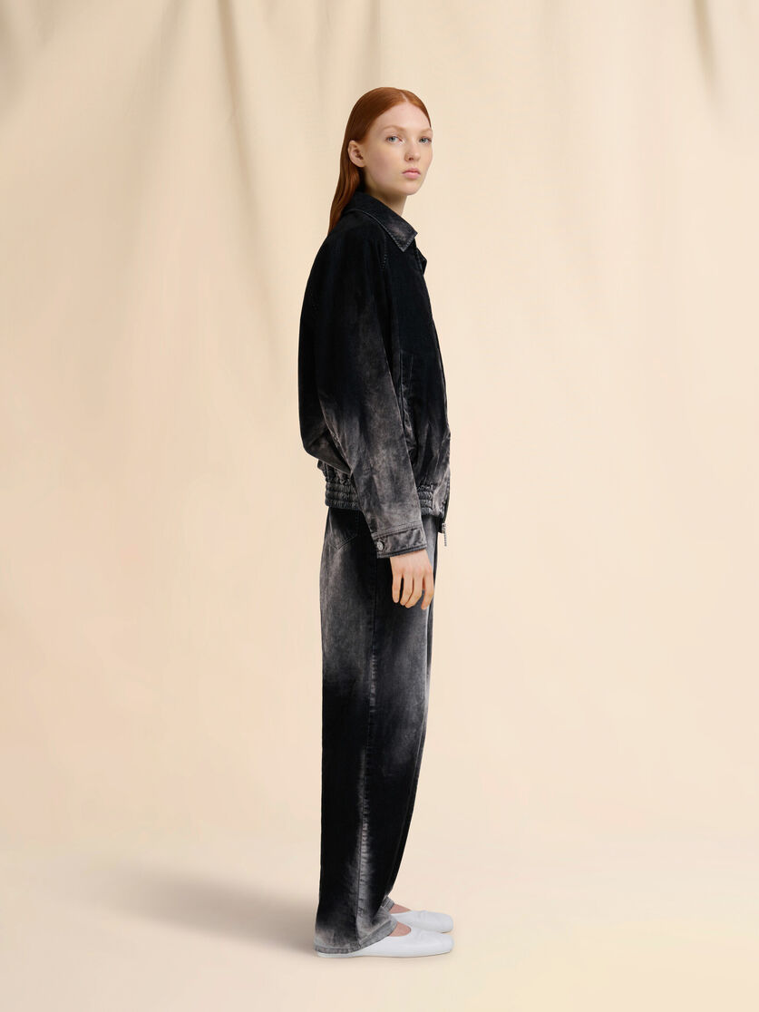 Black flocked denim jeans - Pants - Image 5