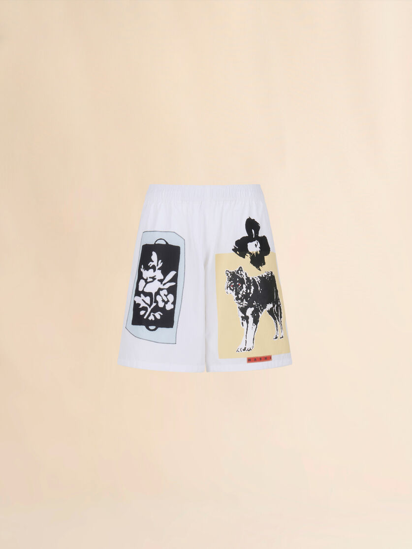 White poplin Bermuda shorts - Swimwear - Image 1