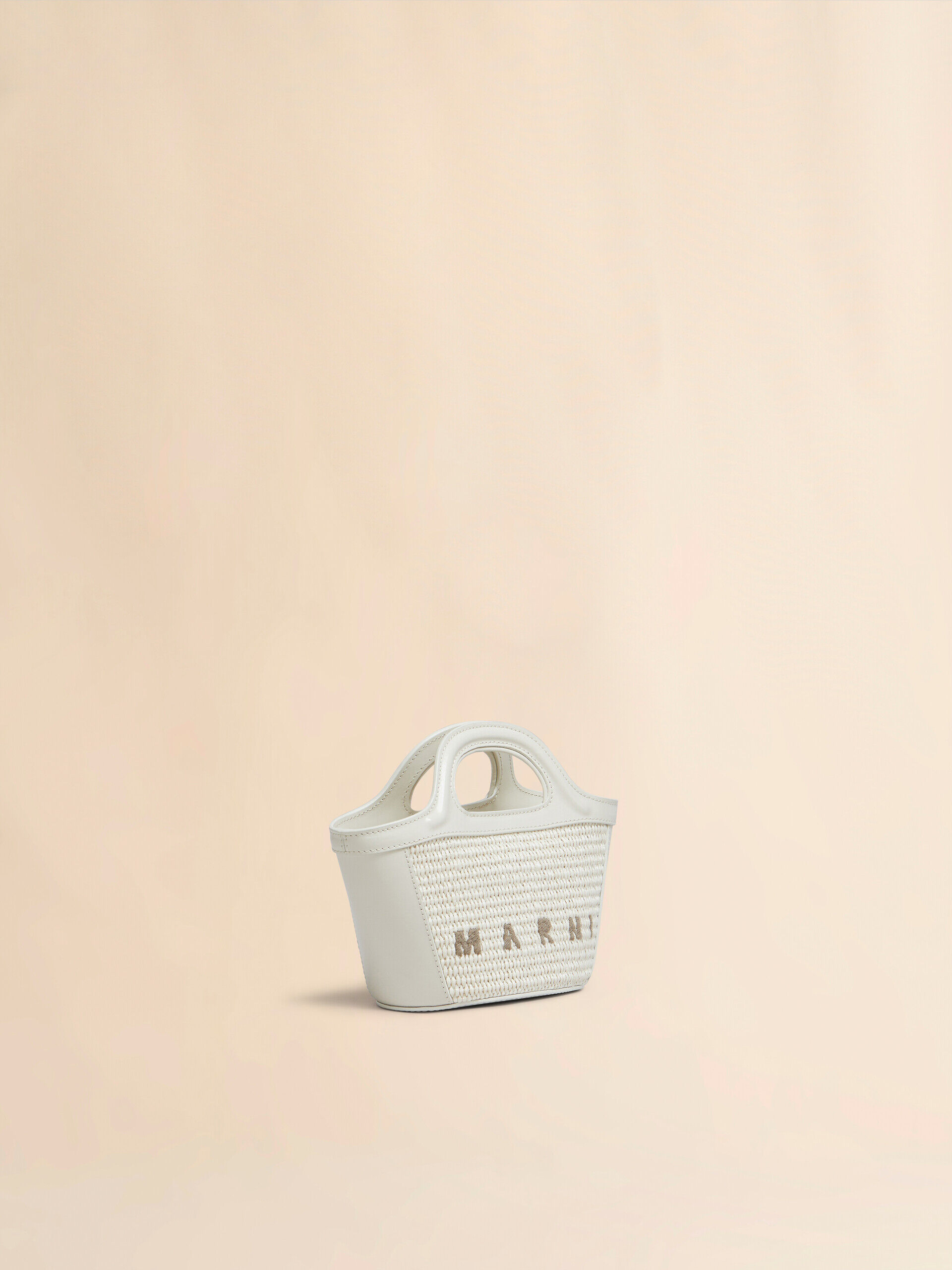 Tropicalia Micro Bag in ivory leather and raffia-effect