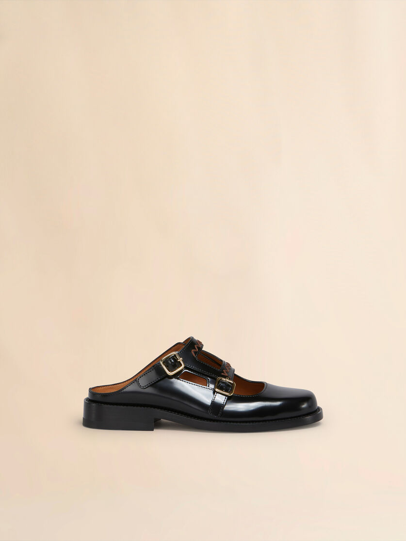 Black leather Bambi 3.0 loafer with double buckle - Sandals - Image 1