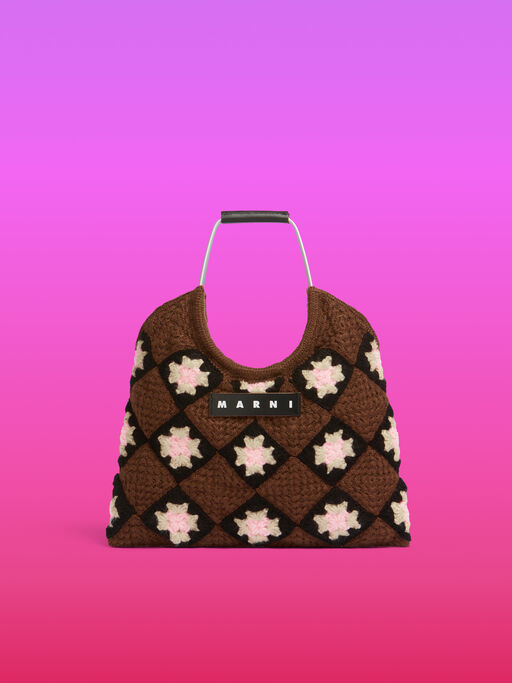 ブラウン クロシェ Marni Market Hedgeバッグ - ショッピングバッグ