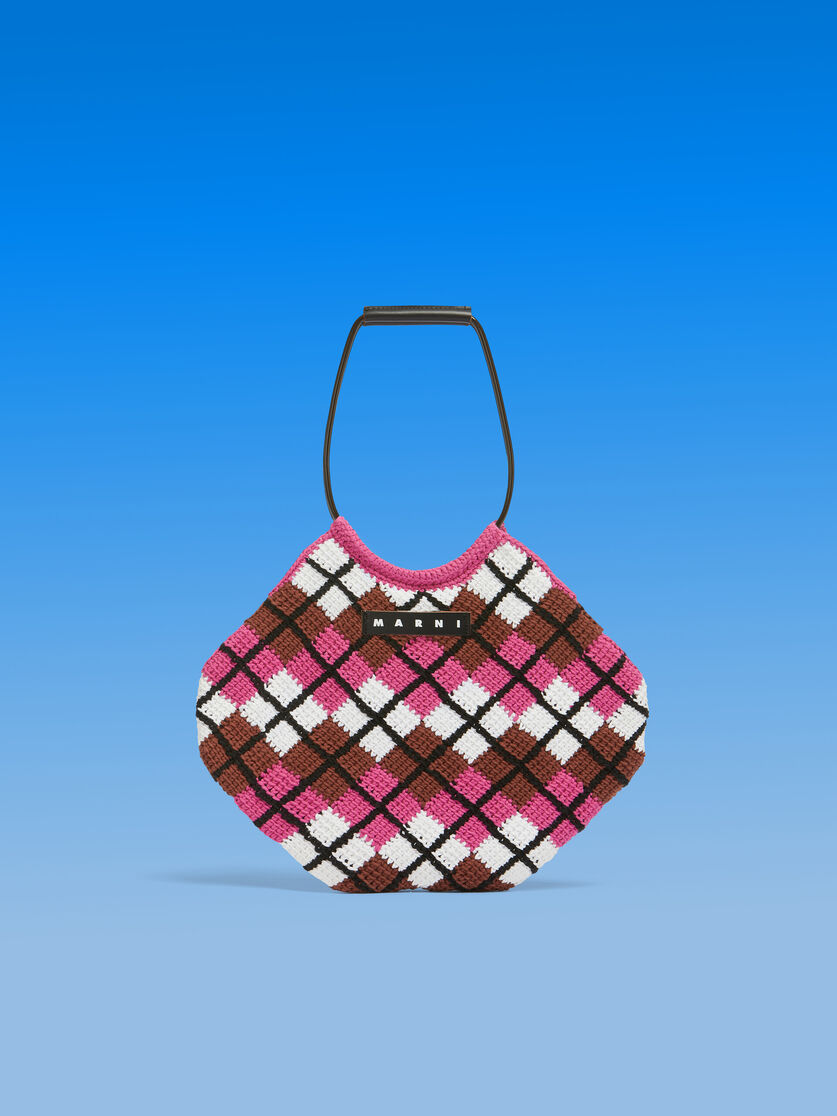 MARNI MARKET Handtasche mit Rautenmuster aus Baumwolle in Rosa - Shopper - Image 1