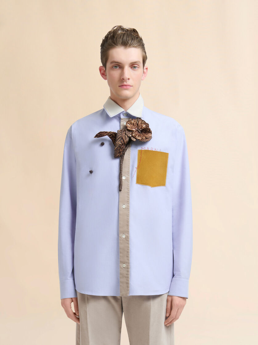 Blue cotton shirt with Marni Mending embroidery - Shirts - Image 2