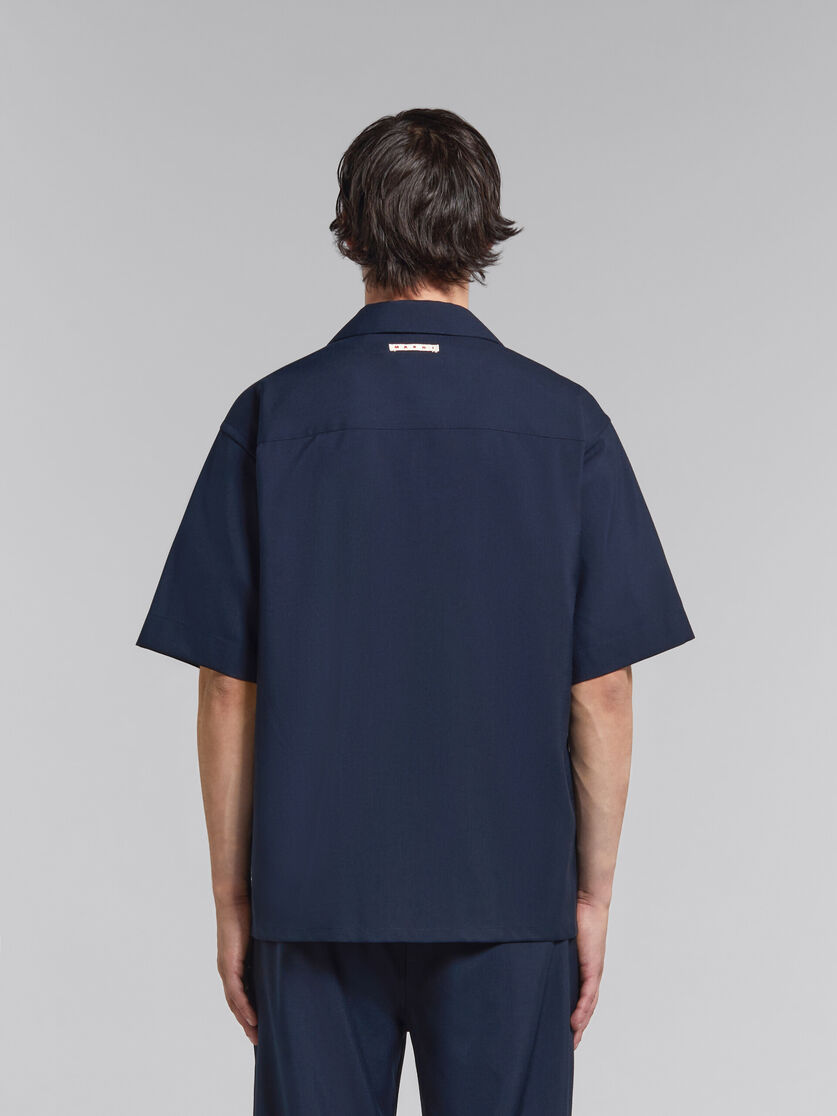 Camicia bowling in fresco lana blu scuro - Camicie - Image 3