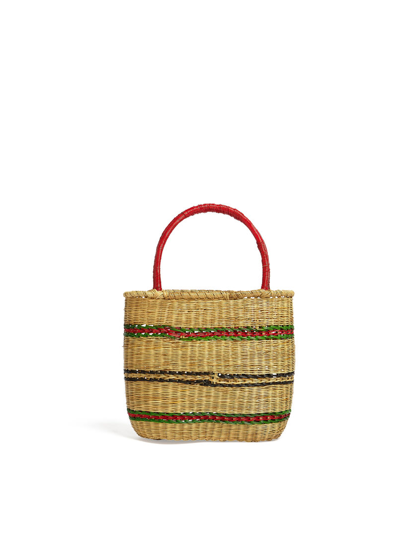MARNI MARKET bag in green stripe natural fibre - Shopping Bags - Image 3