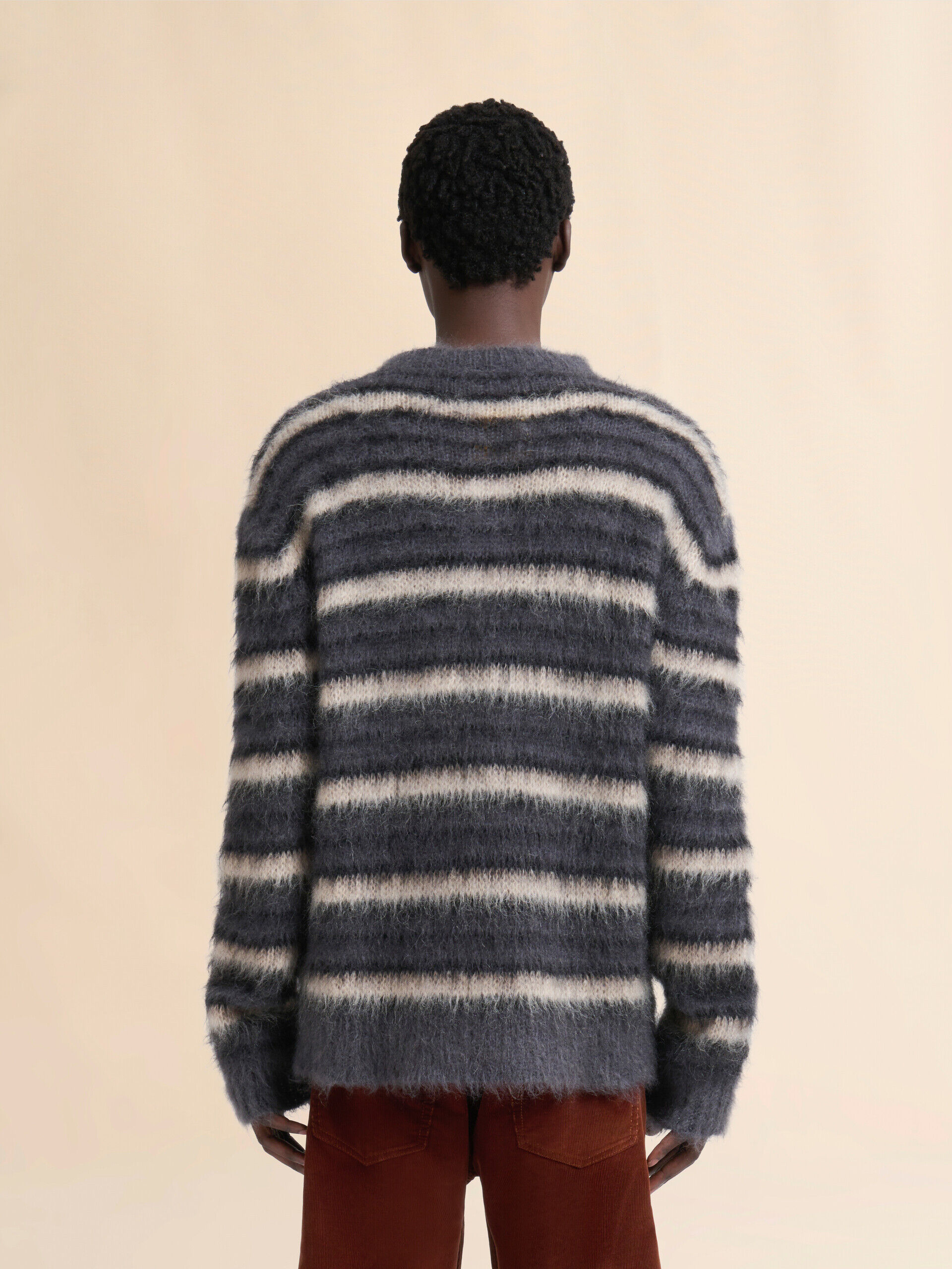 Dark gray striped mohair sweater | Marni