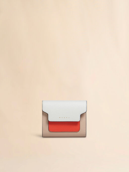 Orange white and beige saffiano leather wallet - Wallets